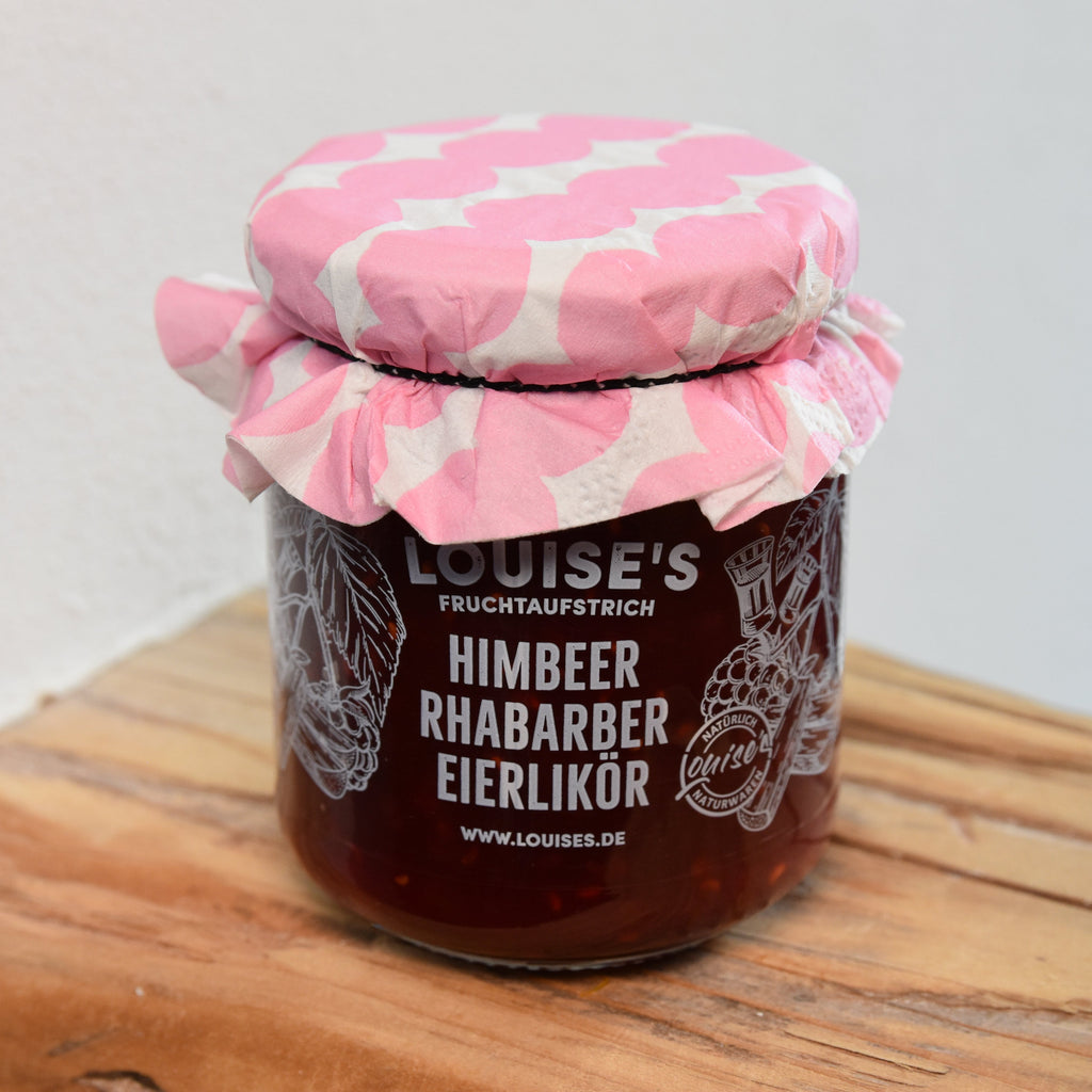 Louises Fruchtaufstrich Himbeer Rhabarber Eierlikör 240g